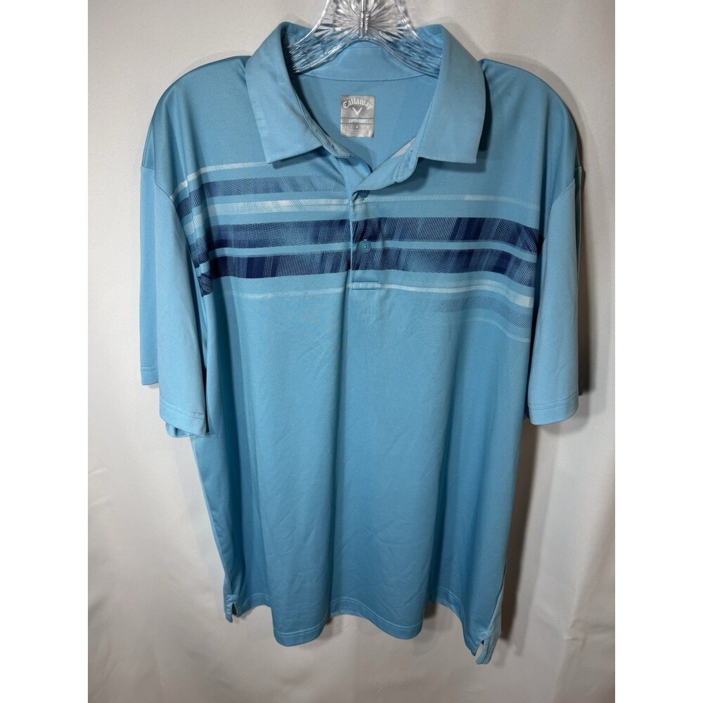 Callaway Men’s Opti-Dri Polo Shirt Size Large Blue Striped Golf- Stylish